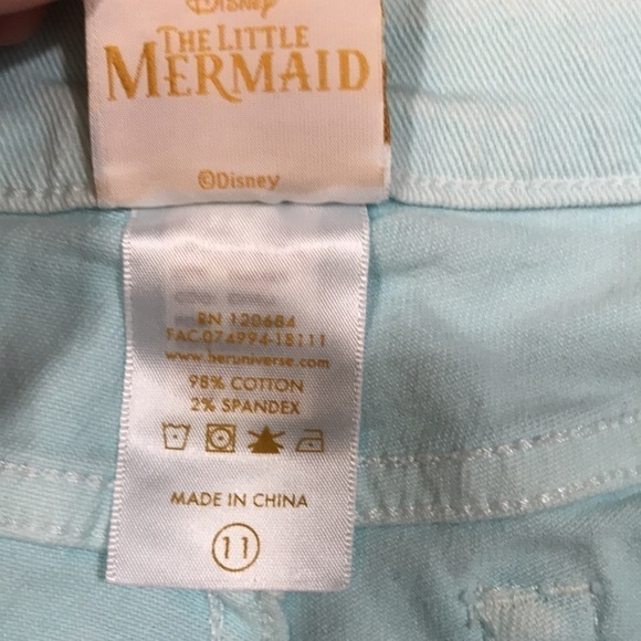 Disney Her Universe “Little Mermaid” 30th Anniversary Mint Green Denim Shorts - Picture 10 of 13